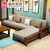 曲尚 现代中式实木沙发  L型客厅沙发家具组合套装 908(颜色尺寸备注 三人位+贵妃脚踏)