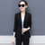 VEGININA 2018春夏韩版新款修身七分袖短外套纯色小西装空调衫女 4576(黑色 XL)