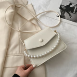 斜挎包女链条包包2020新款潮简约珍珠包洋气质感小包包女韩版女包(白色 默认版本)