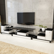 初林 简约时尚现代电视柜 钢化玻璃烤漆伸缩电视柜组合套装地柜影视柜2601(简约白色)