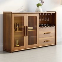 俊采云JCY-N8新中式实木框架收纳柜餐厅碗柜茶水柜客厅储物柜子双门餐边柜（单位：个）(棕色)