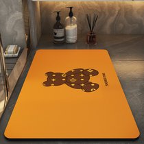 浴室地垫软硅藻泥吸水速干家用卫生间门口防滑门垫淋浴房厕所地毯(60*90 J潮流熊-橙)