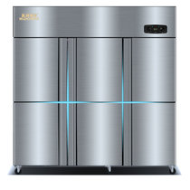 五洲伯乐 大容积四门六门冰柜商用厨房冰箱立式不锈钢冷藏冷冻柜保鲜柜点菜柜(CF-1800  六门双机双温 镀锌管)