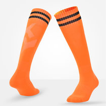 足球袜长筒男成人儿童同款足球袜夏季毛巾底运动袜子足球长袜比赛训练长筒袜 橙色(黑色 均码)