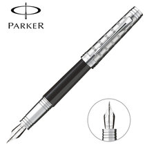 派克（Parker）首席特别纯黑丽雅白夹墨水笔【真快乐自营 品质保障】