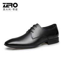 Zero零度男鞋皮鞋2021新品男士经典商务休闲鞋时尚系带正装尖头鞋男(黑色系带 44)