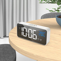 汉时（Hense)创意电子闹钟声控时钟时尚静音闹表带温度显示现代座钟多功能台钟HA808(白色)