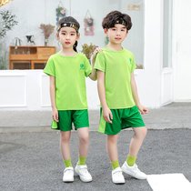 朴朴米 儿童短袖背心运动速干套装户外跑步训练服(短袖运动套装-果绿 100cm)