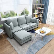 进畅家具 北欧布艺沙发小户型客厅组合整装现代简约三人双人沙发(浅青黑 单人位（海绵款）)