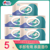 心相印卫生湿巾手部专用清洁杀菌湿纸巾卫生系列40片装(5包)