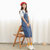 Mistletoe2017春装新款单排扣纯色牛仔连衣裙韩版宽松百搭牛仔背带裤吊带裙(蓝色 L)