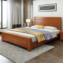 一米色彩实木床双人1.8米高箱储物主卧婚床现代简约新中式单人床1.5经济型(胡桃色 1.8*2.0米单床+2床头柜+床垫)