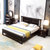 恒兴达 新中式简约艺术型实木床1.8米现代主卧室1.5米橡胶木婚床成套家具(1.5*2米黑檀色 床+床垫+床头柜*1)
