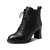 SUNTEK高跟短靴女冬季棉鞋鞋粗跟2021年秋冬新款靴子女鞋加绒马丁靴(39 黑色-单里)