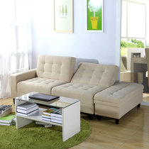奥古拉 双人沙发床 多功能折叠沙发 皮艺带收纳 日式简约小户型组合 多色可选(布艺款-米色 人坐沙发扶手在右边)