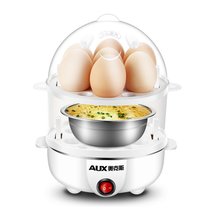 奥克斯（AUX）AUX-108B多功能不锈钢煮蛋器双层煮蛋机蒸蛋器自动断电迷你(白色)