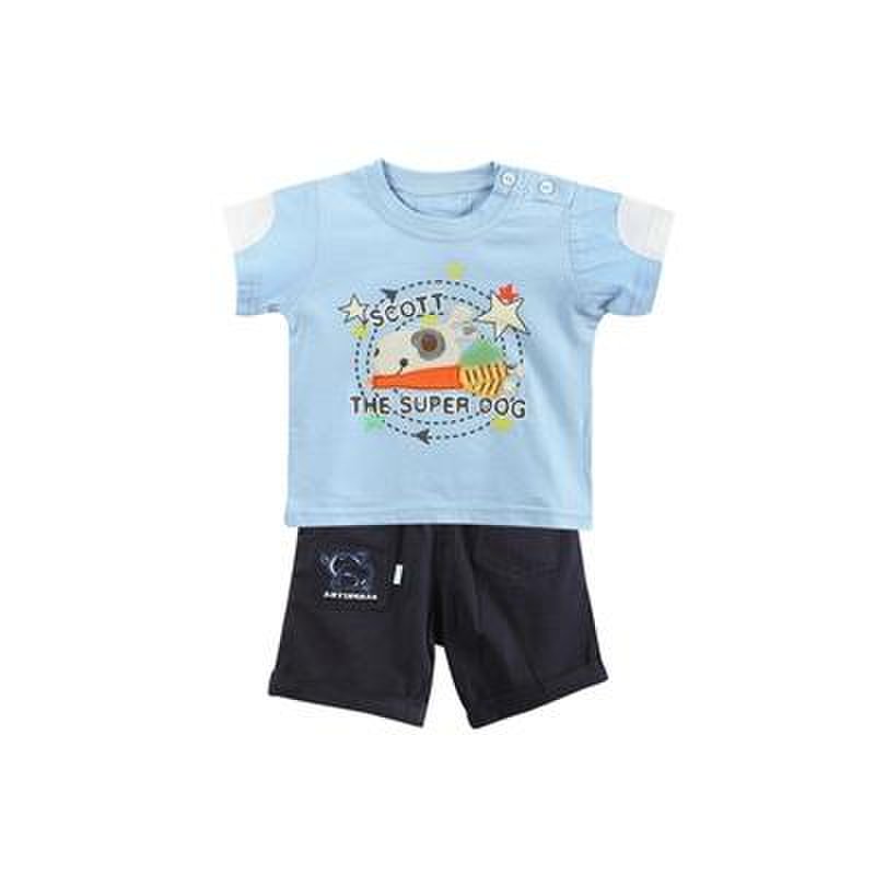 安婴保03岁男宝宝夏季外出服套装蓝色73cm