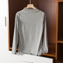 SUNTEK莫代尔长袖打底衫女半高领内搭T恤韩版上衣大码薄款纯色秋衣体恤(XL 120-140斤 浅灰色)