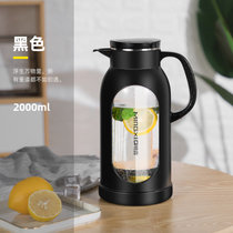 明霞冷水壶玻璃耐热大容量凉白开水瓶透明茶壶高温凉水杯夏季(黑色 2000ml)