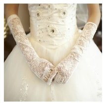 水晶相恋钉珠红色蕾丝婚纱手套配饰结婚长款连指手套女士新娘手套(黑色)