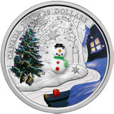 2014年加拿大发行圣诞雪人镶琉璃彩色精制纪念银币