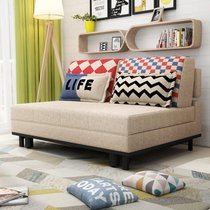 SKYMI简约沙发床坐卧两用沙发布套可拆洗可折叠布艺沙发多功能沙发客厅沙发(米黄色 1.2米)