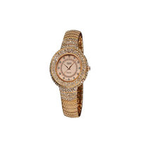 Burgi 伯基玫瑰金色手链款镶天然真钻和水晶女士石英手表(金色)