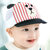 皮皮牛春季新品婴儿帽子宝宝条纹小熊鸭舌帽可爱潮萌儿童帽子(48cm（6-12个月） 红色)
