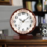 汉时(Hense）欧式创意静音古典座钟时尚木质台钟卧室桌钟装饰石英钟表HD296(棕色外框石英机芯)