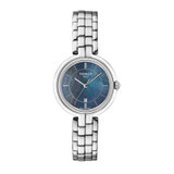 天梭/Tissot瑞士手表 弗拉明戈系列钢带石英女表T094.210.11.121.00(银壳蓝面白带 钢带)