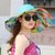 SUNTEK帽子女潮夏天大沿沙滩帽防晒防紫外线可折叠大檐帽海边太阳遮阳帽(M（56-58cm） 荧光 天蓝色)