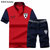 帛莱尼（bolainy）男式夏装短袖T恤 青少年运动套装休闲大码polo衫针织半袖D88(红色 XXXL)