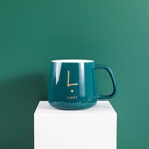 陶瓷马克杯带盖勺创意早餐杯子喝水杯男女生情侣咖啡杯办公室茶杯(新L-单杯)