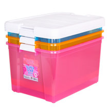 爱丽思IRIS 环保塑料彩色透明整理收纳箱大号SSB储物盒SuperStar系列(50L三个优惠装 三种颜色)