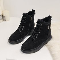 SUNTEK雪地靴女2021年新款一体冬季加绒加厚防水防滑厚底保暖棉鞋子(40 黑色)