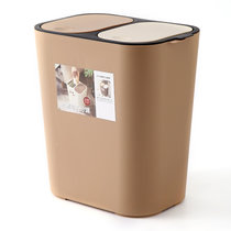 西派珂分类垃圾桶弹盖式简约时尚15L分类垃圾桶(咖色 容量15L)
