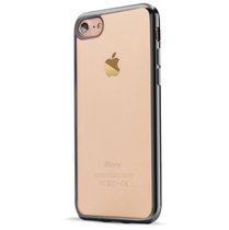 适用于苹果iPhone6s7pXR电镀边软壳不发黄 土豪金防摔 超薄手机壳(亮黑 6p/6sp（5.5）)