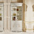 圣肯尼家具 欧式现代简约酒柜双门玻璃描银雕花酒柜客厅装饰柜(珍珠白 角酒柜)
