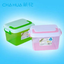 茶花小号塑料收纳盒加厚零食收纳箱有盖箱子透明整理箱桌面储物盒颜色联系客服备注