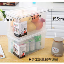 大容量厨房冰箱保鲜盒塑料带手柄长方形食品收纳盒大号带盖储物盒(透明盖子+透明盒子（买1送1） 默认版本)