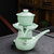 自动茶具单个懒人石磨旋转出水功夫茶壶复古时来运转自动冲泡茶器(青莲花石磨+茶海)