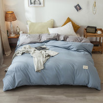婵思 纯棉纯色双拼被套 单被套 床上用品被套(浅蓝+浅灰色 BTWKZ02000359/200*230cm)