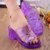SUNTEK高跟坡跟水晶厚底妈妈凉拖鞋女夏季外穿中跟时尚塑料防滑韩版粗跟(37 168妈妈鞋紫色)