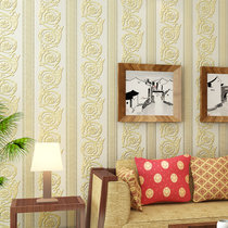 旗航壁纸 欧式无纺布3D立体壁纸 客厅卧室满铺电视背景墙纸GMO-H(021米黄色)