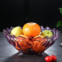 精居坊客厅水果盘糖果盘家用创意亚克力坚果盘大号水晶瓜果盘瓜子盘(水晶紫)