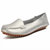 AICCO  春季新款牛皮豆豆鞋子舒适透气女鞋平底鞋夏季单鞋鞋子139-1(银色 38)