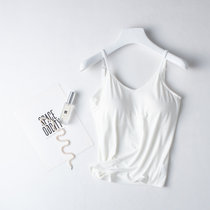 2021新款莫代尔带胸垫可拆卸吊带背心女夏修身免穿文胸瑜伽内衣(XL 白色-吊带)