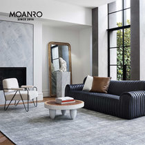 MOANRO北欧意式轻奢真皮沙发头层牛皮客厅创意表情三人位现代乡村(深灰色)