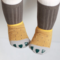 牛奶朋友秋冬韩版时尚宝宝爪子船袜中筒袜套装婴儿新生儿袜(黄色 M码(2-4岁))