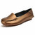 AICCO  春季新款牛皮豆豆鞋子舒适透气女鞋平底鞋夏季单鞋鞋子139-1(古铜 40)